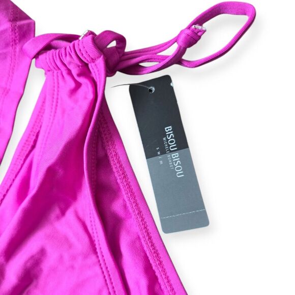 NWT Bisou Bisou Size L Magenta Pink Side Tie Tankini Bikini Swimwear New - Picture 4 of 4
